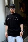 Siyah  Baskılı Oversize Tshirt T533