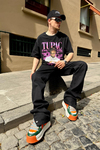 Siyah Baskılı Oversize Tshirt T781