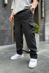 Siyah Cep Detay Gabardin Kargo Pantolon P681