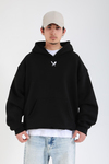 Siyah Graffiti Baskılı Oversize Hoodie SW1401