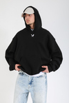 Siyah Graffiti Baskılı Oversize Hoodie SW1401