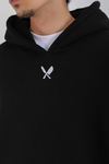Siyah Graffiti Baskılı Oversize Hoodie SW1401