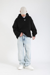 Siyah Graffiti Baskılı Oversize Hoodie SW1401