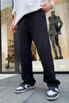 Siyah İnce Keten Pantolon P623