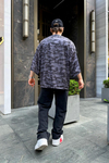 Siyah Kamuflaj Desen Oversize Kimono G116