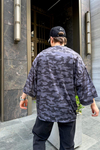 Siyah Kamuflaj Desen Oversize Kimono G116