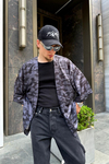Siyah Kamuflaj Desen Oversize Kimono G116