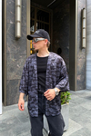 Siyah Kamuflaj Desen Oversize Kimono G116