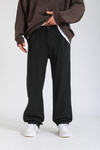 Siyah Kumaş Pileli Baggy Pantolon P1131