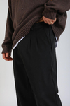 Siyah Kumaş Pileli Baggy Pantolon P1131
