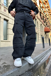 Siyah Multicep Bol Paça Jean Pantolon P764