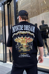 Siyah Mystic Baskılı Oversize Tshirt  T618