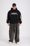 Siyah Patch Detay Oversize Hoodie SW1242