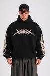 Siyah Patch Detay Oversize Hoodie SW1242