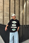Siyah Patch Detay Oversize Reimagine Tshirt