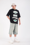 Siyah Patch Detay Oversize Reimagine Tshirt