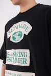 Siyah Patch Detay Oversize Reimagine Tshirt
