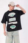 Siyah Patch Detay Oversize Reimagine Tshirt