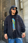Siyah SJ Oversize Zipper Sweatshirt SW875