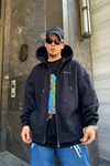 Siyah SJ Oversize Zipper Sweatshirt SW875