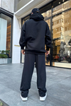 Siyah Taş Baskılı Chaotic Oversize Sweatshirt SW902