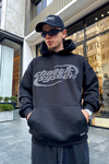 Siyah Taş Baskılı Chaotic Oversize Sweatshirt SW902