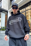 Siyah Taş Baskılı Chaotic Oversize Sweatshirt SW902
