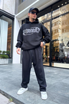 Siyah Taş Baskılı Chaotic Oversize Sweatshirt SW902