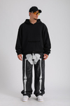 Skeleton Beyaz Baskılı Füme Baggy Jean Pantolon P1005