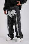 Skeleton Beyaz Baskılı Füme Baggy Jean Pantolon P1005