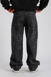Skeleton Beyaz Baskılı Füme Baggy Jean Pantolon P1005