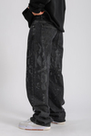 Skeleton Beyaz Baskılı Füme Baggy Jean Pantolon P1005