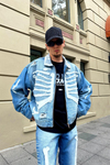 Skeleton Patch Detay Zipper Jean Ceket C205
