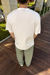 Smile Baskılı Beyaz Oversize Tshirt T1088