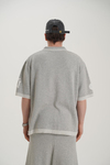 Sonny Desenli Triko Kumaş Gri Oversize Tshirt