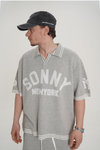 Sonny Desenli Triko Kumaş Gri Oversize Tshirt