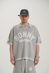 Sonny Desenli Triko Kumaş Gri Oversize Tshirt