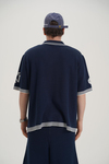 Sonny Desenli Triko Kumaş Lacivert Oversize Tshirt