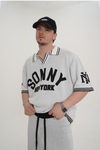 Sonny Desenli Triko Kumaş Siyah Oversize Tshirt