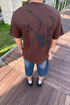 Spider Baskılı Kahve Oversize Tshirt T1167