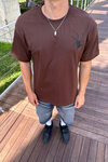 Spider Baskılı Kahve Oversize Tshirt T1167