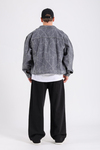 Spider Desen Gri Oversize Jean Ceket C230