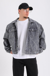 Spider Desen Gri Oversize Jean Ceket C230