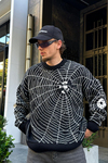 Spider Desen Oversize Siyah Kazak SW987