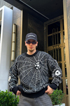 Spider Desen Oversize Siyah Kazak SW987