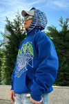 Spider Rv Baskılı Mavi Oversize Sweatshirt SW1014