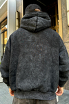 Star Patch Acid Wash Siyah Oversize Sweatshirt SW977