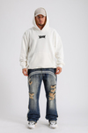 Star Patch Detay Krem Oversize Sweatshirt SW1147