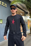 Star Patch Detay Siyah Fit Sweatshirt SW1002