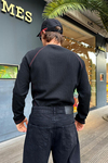 Star Patch Detay Siyah Fit Sweatshirt SW1002